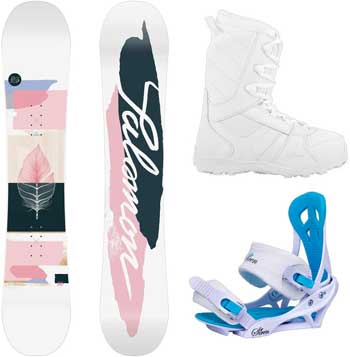 Women's Beginner Snowboard Package Deal: Salomon Lotus with Bindings and Boots