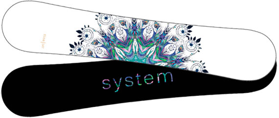 Women's System Flite Snowboard with Blue Peacock Feathers